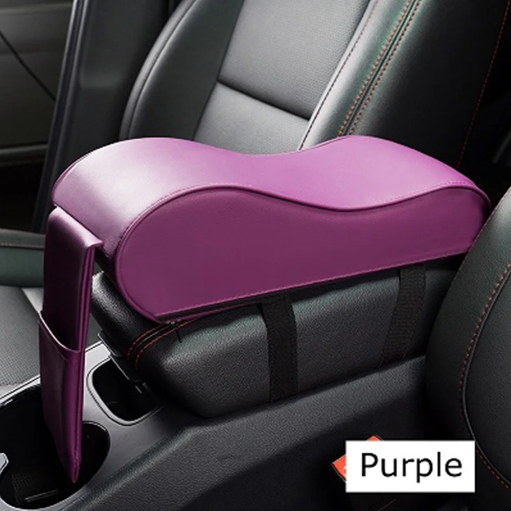 Автомобильный подлокотник, новинка, кожаные универсальные авто подлокотники, автомобильная центральная консоль, подлокотник, сиденье, коробка, накладка, автомобильный защитный стиль - Название цвета: purple