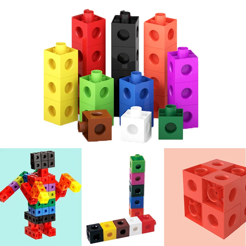 Children Math Cubes Montessori Toys Geometric Counting Link Cubes Snap Blocks Stacking Games Fine Motor Training Sensory Toys 5