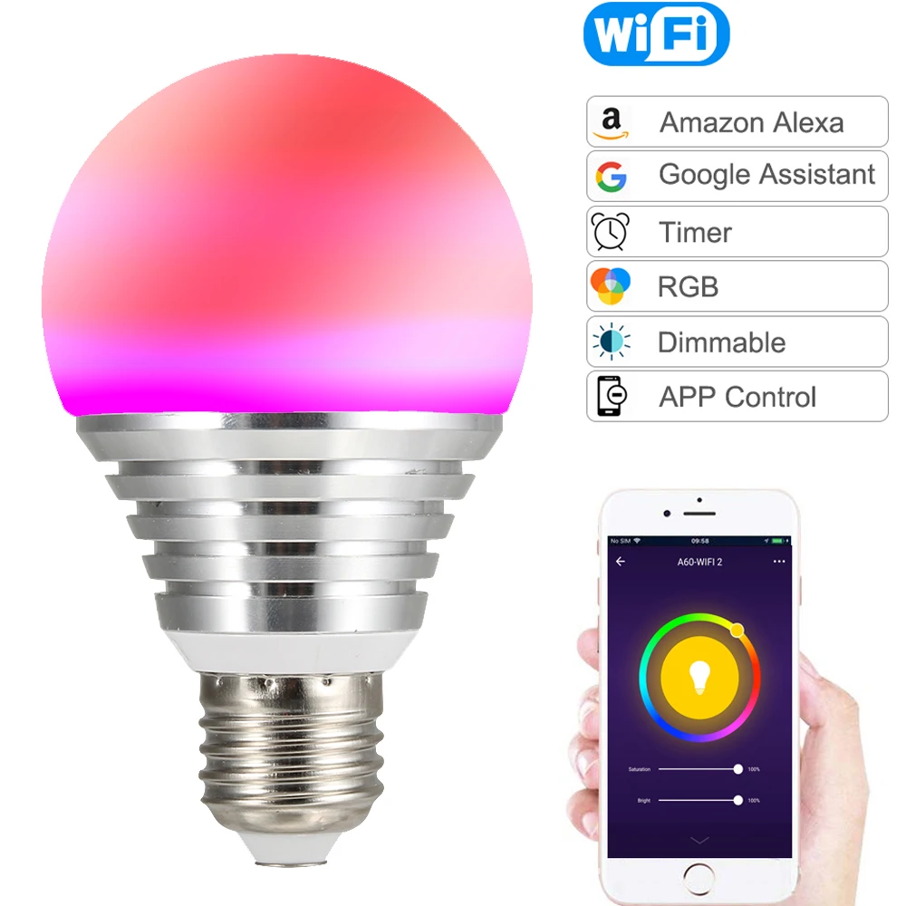 Приглушаемая Светодиодная лампа с Wi Fi 10 Вт 220 В переменного тока 120 в|Новизна