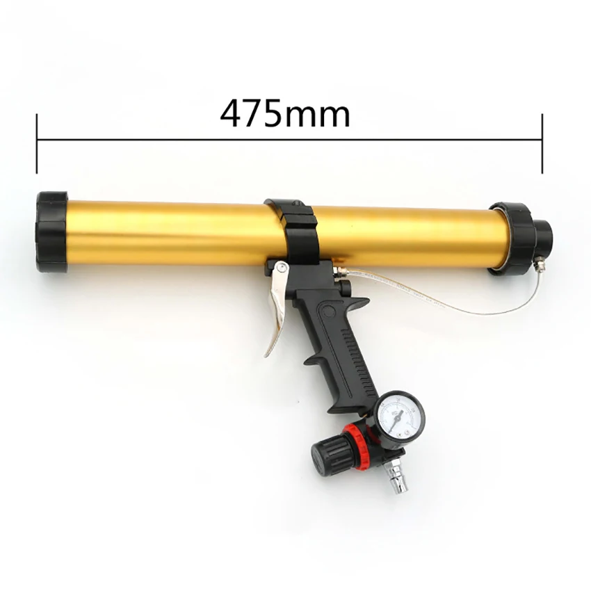 600ml Pneumatic Glass Glue Gun with Air Pressure Regulating Valve, Plastic Handle Air Power Caulking Gun Cartridge Applicator