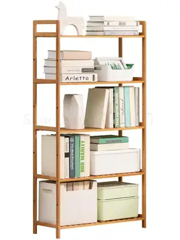 

Simple Bookshelf Storage On The Ground Simple Solid Wood Living Room Children's Book Cabinet Desktop Storage