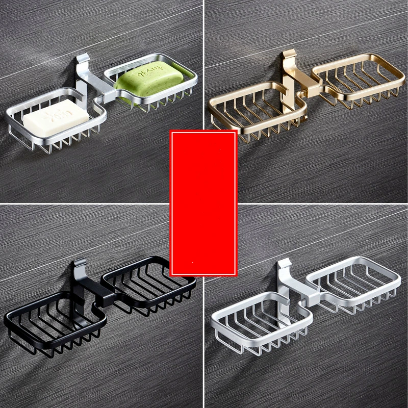 Черная Алюминиевая Полка для мыла в ванную комнату