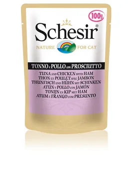 

"Schesir" canned food for cats tuna and chicken with Ham 100g, tug 12 PCs.
