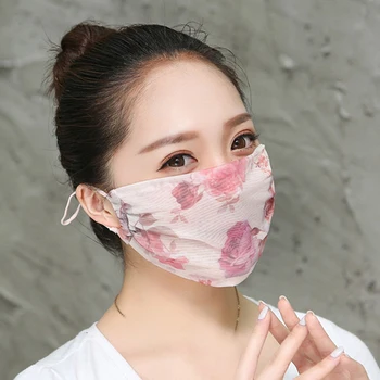 

Summer Spring Lace Breathable Face Mask Sun Protective Shade anti-dust Mouth Mask Chiffon Mouth-muffle Mask Flu Face Masks