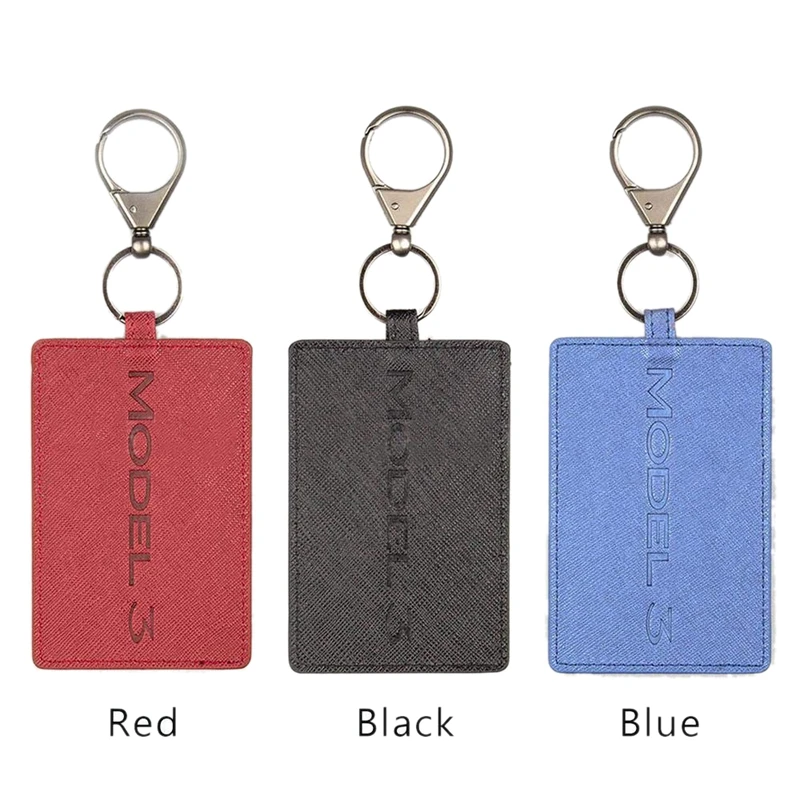 Key Card Holder For Tesla Model 3, Anti-Dust Light Leather With Keychain For Tesla Model 3 Accessories