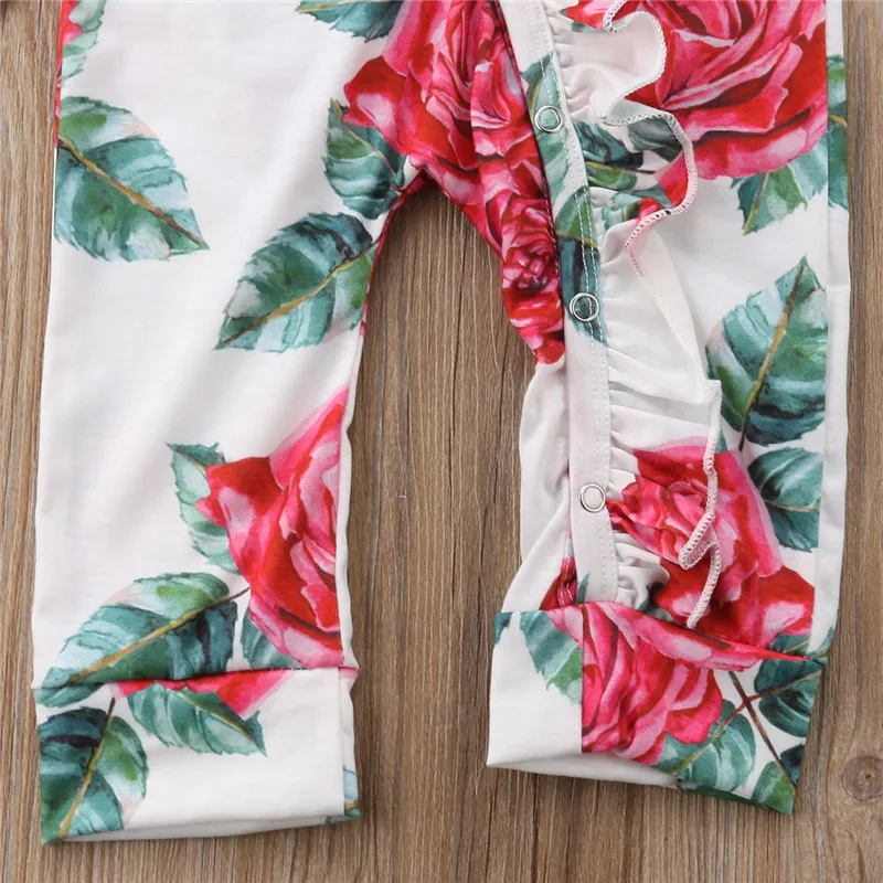 Одежда для маленьких девочек ropa bebe Одежда для новорожденных комбинезоны в цветочек с цветочным принтом хлопковая одежда с длинными рукавами