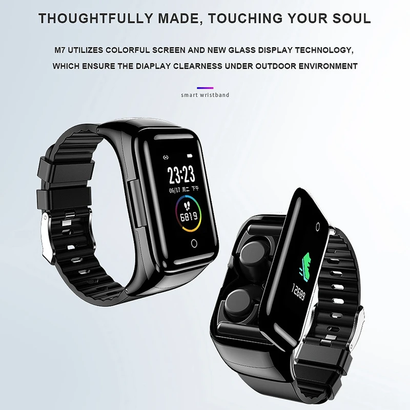 M7 2 ​​in 1 Smart Bracelet Wireless Bluetooth Headset Combination Watch Bluetooth Headset Bracelet Headset