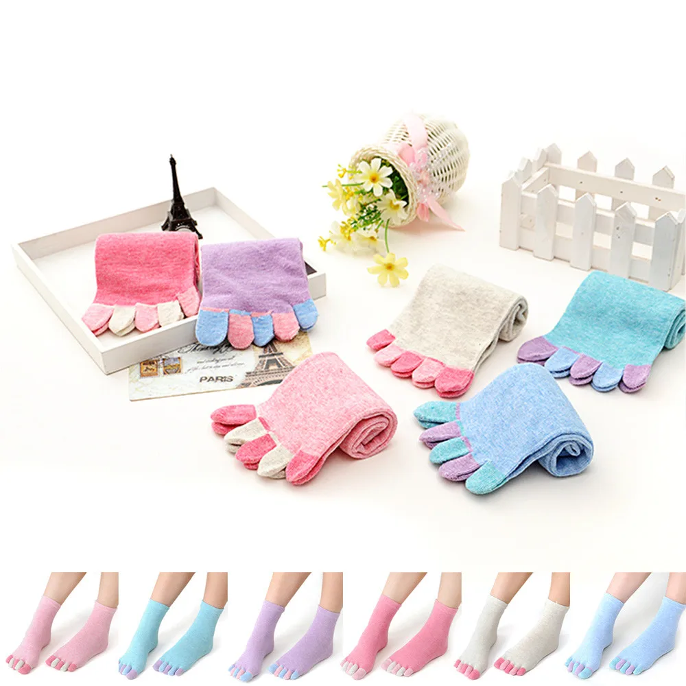 

Women Anti-slip Sock Fingers Fitness Pilates Sock Non Slip Massage Toe Sport Socks Cotton Colourful Elastic Winter носки#D