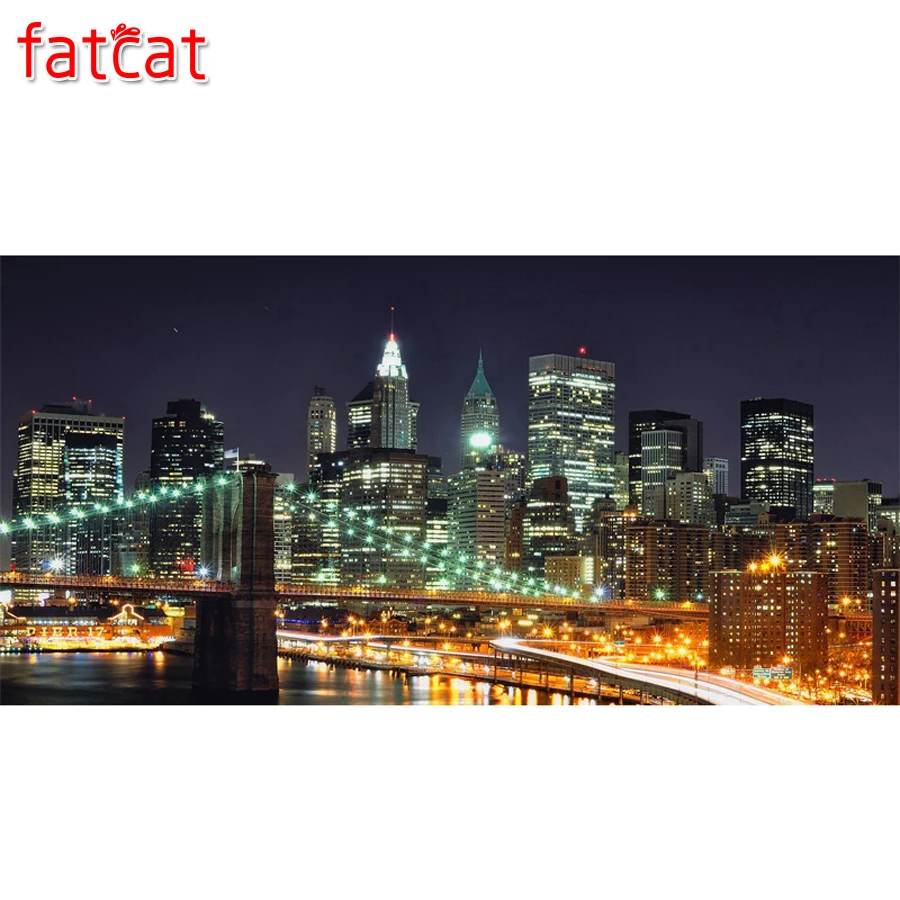 Большая Алмазная картина FATCAT для творчества Набор вышивки крестиком с ночным