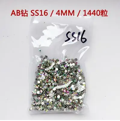 ss16 AB 1440pcs SS3-ss40 мешок прозрачный кристалл AB Цвет 3D не горячей фиксации FlatBack Дизайн ногтей украшения Flatback Стразы - Цвет: ss16 AB 1440pcs