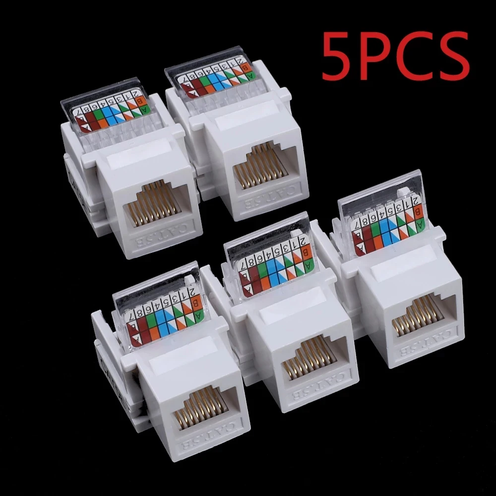 5pcs Tool-free CAT5E UTP network module RJ45 connector Information socket Computer Outlet cable adapter Jack