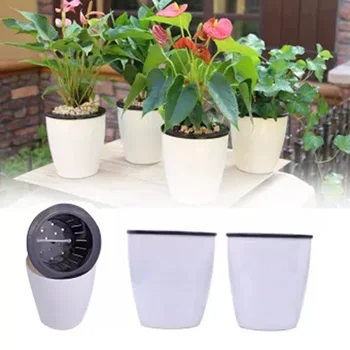 

Resin Flower Pots Automatic Self Watering for Office Garden Supply Plants Basket Home Decorative Planter FPing
