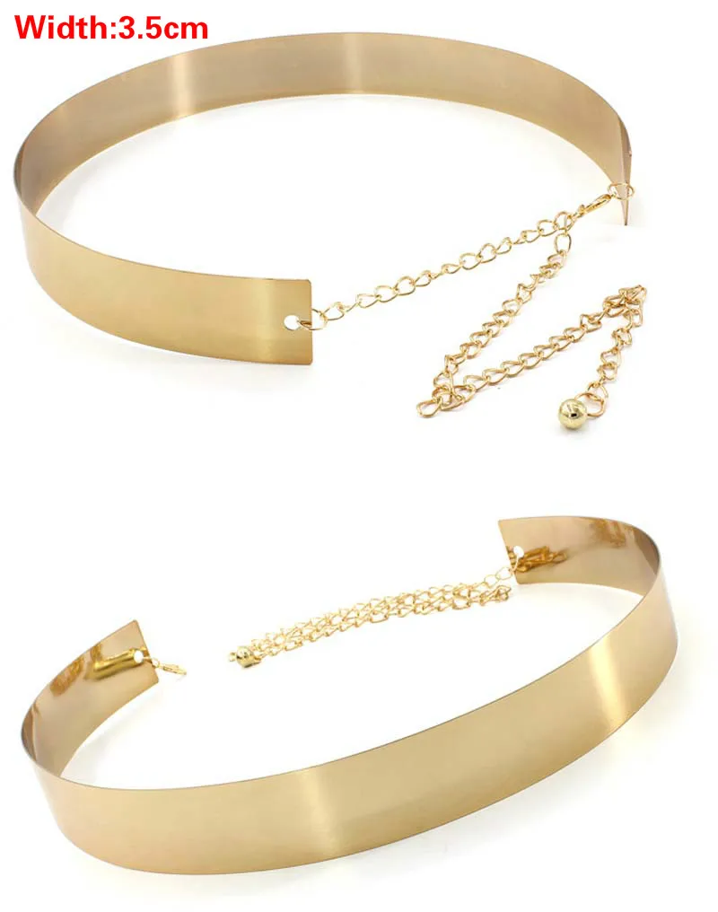 Exquisite Gold Silver Wide Belt Women Glossy Metal Belt Fashion Hollow Out Cummerbunds All-match Waist Chain Clothes Waistband