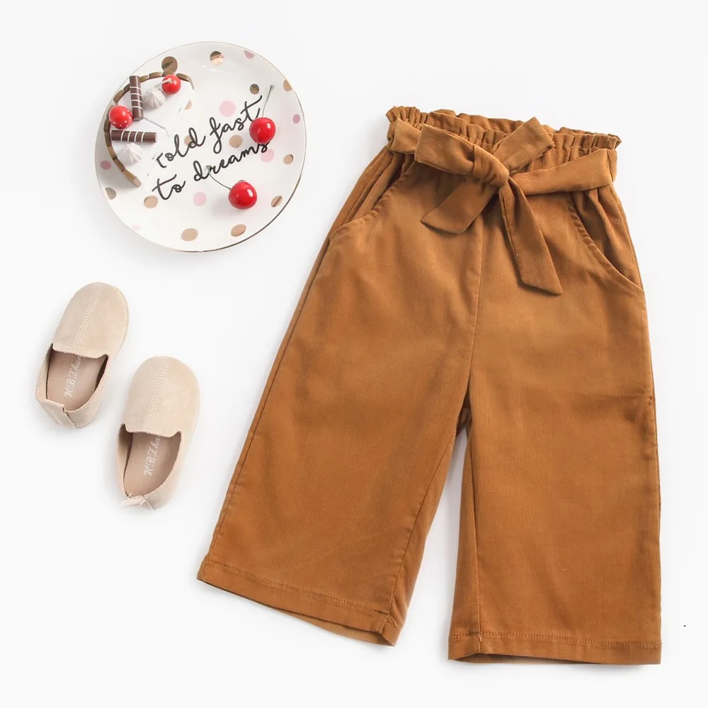 

CHILDREN'S Trousers Infant Autumn Capri Pants Korean-style INS Baby Loose Pants Corduroy Stripes Children Pants