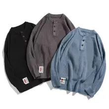 YUECHE Autumn And Winter Men's New Solid Color Retro Hooded Half Sweater Button Decoration Youth Popular Cotton YUECHE Autumn And Winter Men's New Solid Color Retro Hooded Half Sweater Button Decoration Youth Popular Cotton