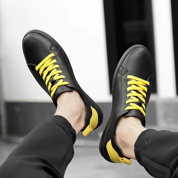 

BVNOBET Plus Size Men Casual Shoes New Leather Shoes Men Student Sneakers High Quality Brand Leisure Shoes Soulier Homme Cuir