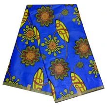 Отличная африканская Анкара Высокое Качество Гарантированный голландский воск синий хлопок цветочный узор печать ткань африканский батик Ткань 6 ярдов