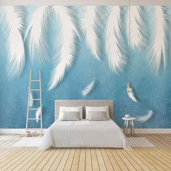 

Custom Photo Wallpaper Modern 3D White Feather Background Wall Painting Living Room TV Sofa Bedroom Art Home Decor 3D Wall Mural