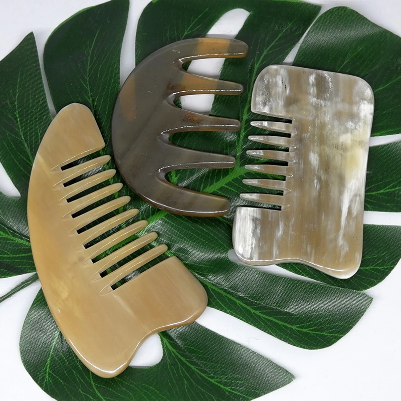 

Tontin 100% Yellow Ox Horn Beauty Scraping Guasha Scalp Massage Comb