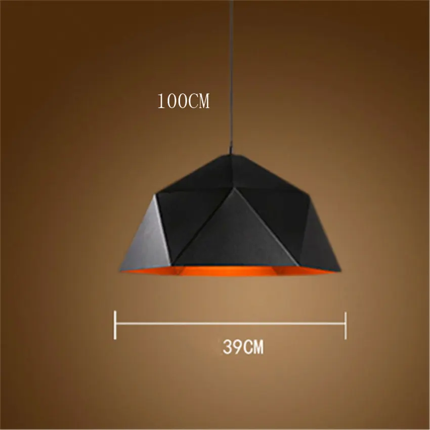 Black 39CM Vinatge Лофт светодиодный светильник-люстра, промышленное украшение, железная Подвесная лампа, светодиодный подвесной светильник для дома, Кухонные светильники, светильник - Цвет корпуса: Black 39CM