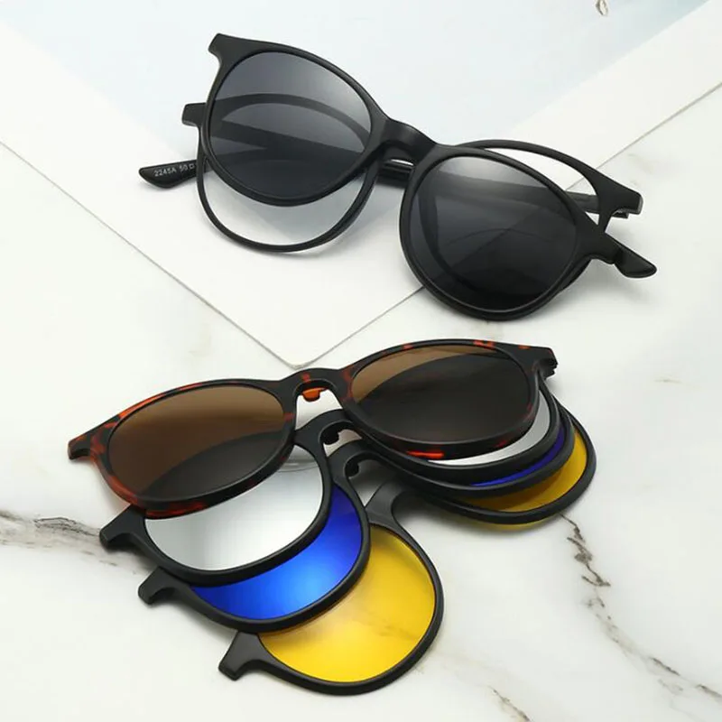 2245 Magnet Clip Round Myopia Glasses 0 -0.5 -1.0 -2.0 To -6.0 , Hyperopia Sunglasses +0.5 +1.0 +2.0 To +6 6