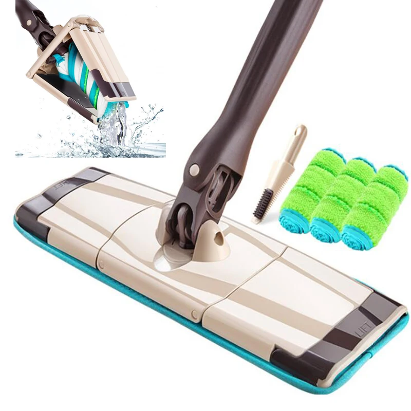 

Microfiber Floor Mop Hand-free Wash Flat Mops With Reusable Pads Mop cloth For Wood Ceramic Tiles Household Cleaning Tool