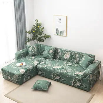 

Bonenjoy Elastic Slipcover For Living Room Plant Pattern Sectional Corner Sofa fundas de sofa Couch Cover Sofa Protector