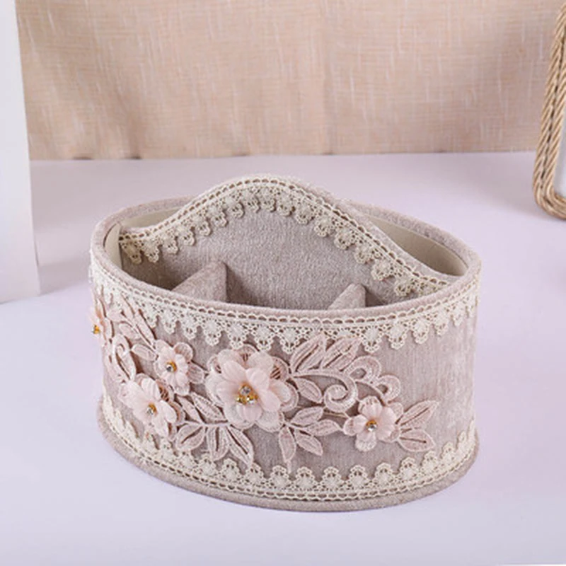 Beige Oval Новое поступление, коробка для салфеток, Домашняя мода, цветочное украшение, кружево, 4 цвета, держатель для салфеток, овальная форма, разные коробки для салфеток - Цвет: Beige Oval