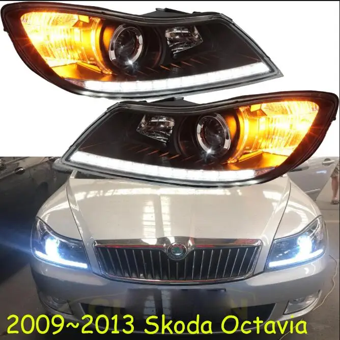 2 шт. 2009~ 2013 год автомобильный бупмер головной свет для Skoda Octavia фары автомобильные аксессуары светодиодный DRL HID ксенон, противотуманная фара для Octavia - Цвет: picture