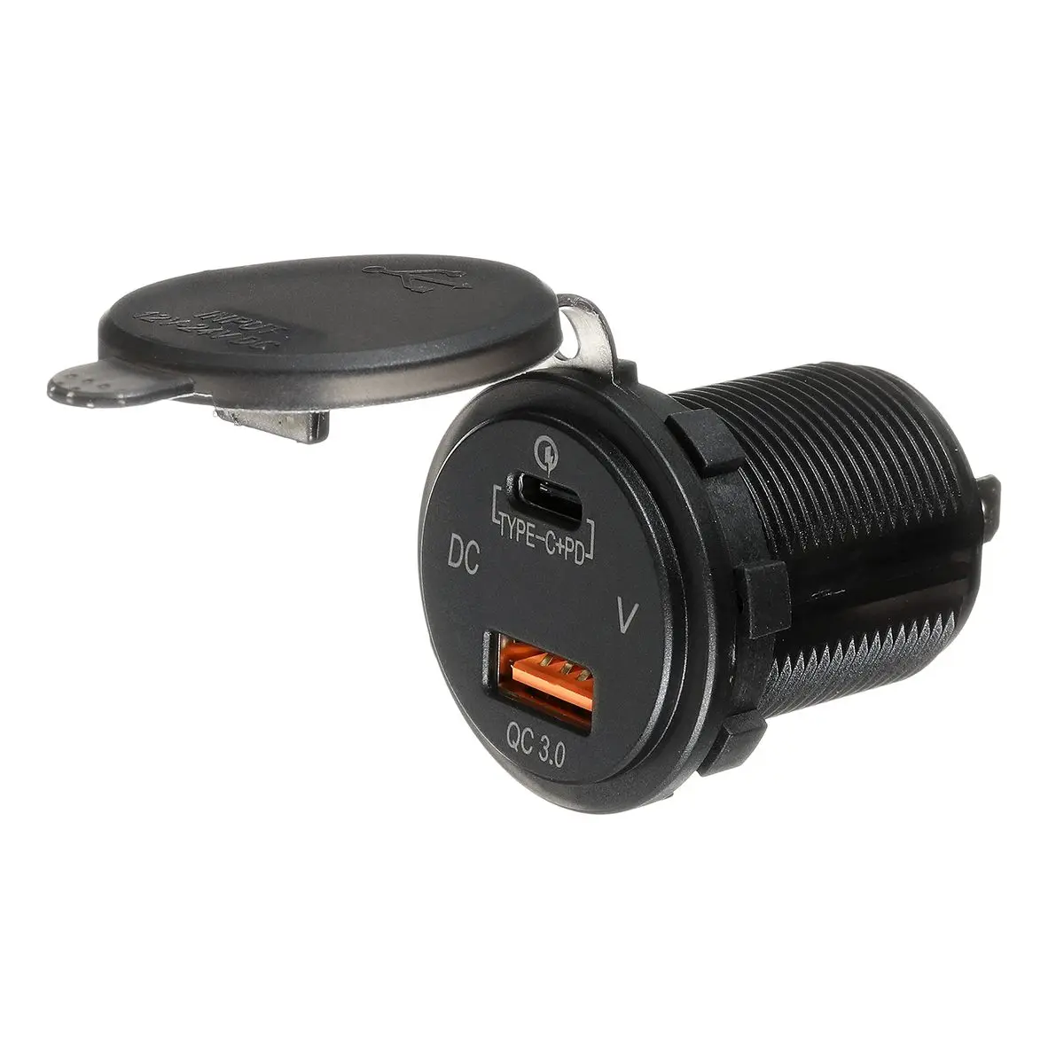 Fast Charge Type-C Car Charger USB Quick Charge Quick Charge 3.0 Socket with LED Digital Voltmeter Universal Power Outlet
