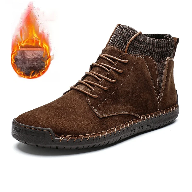 Зимние кожаные повседневные мужские ботинки; Botines Hombre Botas Masculina Bot Erkek Buty Zimowe Stivaletti Uomo; плюшевый мех