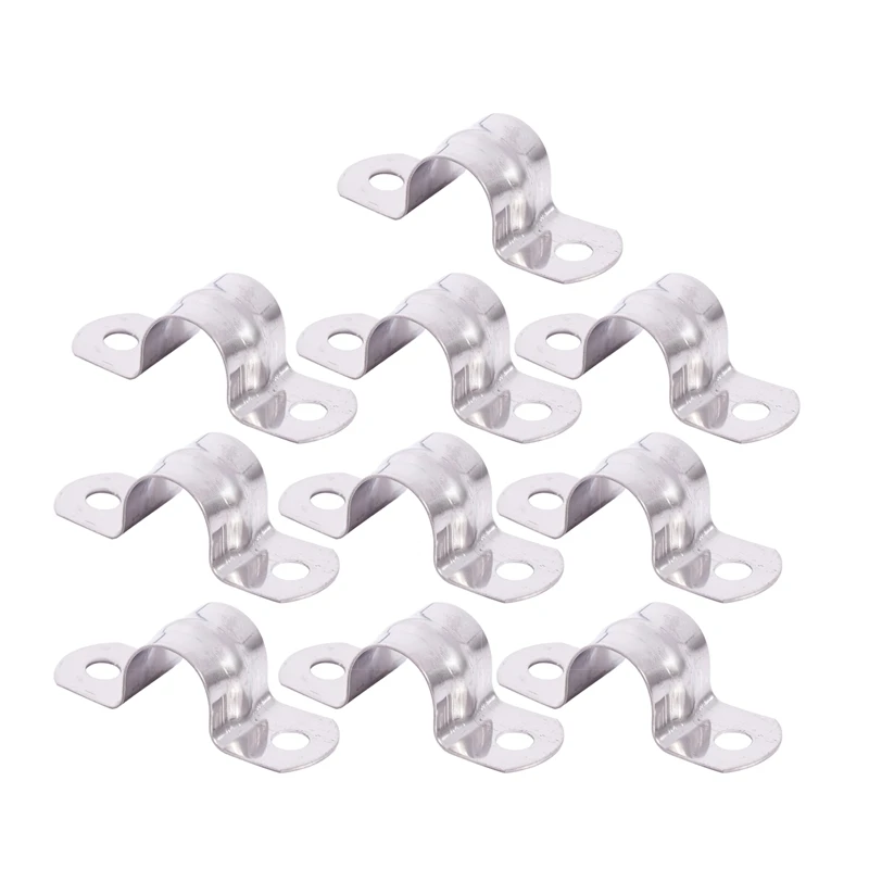 32mm Dia Two Holes Metal Pipe Strap Clips Fastener Holder 10Pcs R TOOGOO 