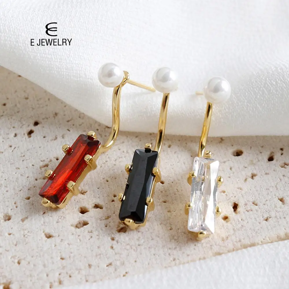 

E Jewelry 925 Sterling silver Geometric Ear Nail Temperament New Style Balls with Zircon Ear Nail Earrings Elegant Jewelry Gift
