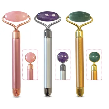 

Electric Jade Roller Gold Rod Beauty Bar V Face Artifact Face-Lift Stick Facial Massage Stick Jade Roller Facial Body SPA