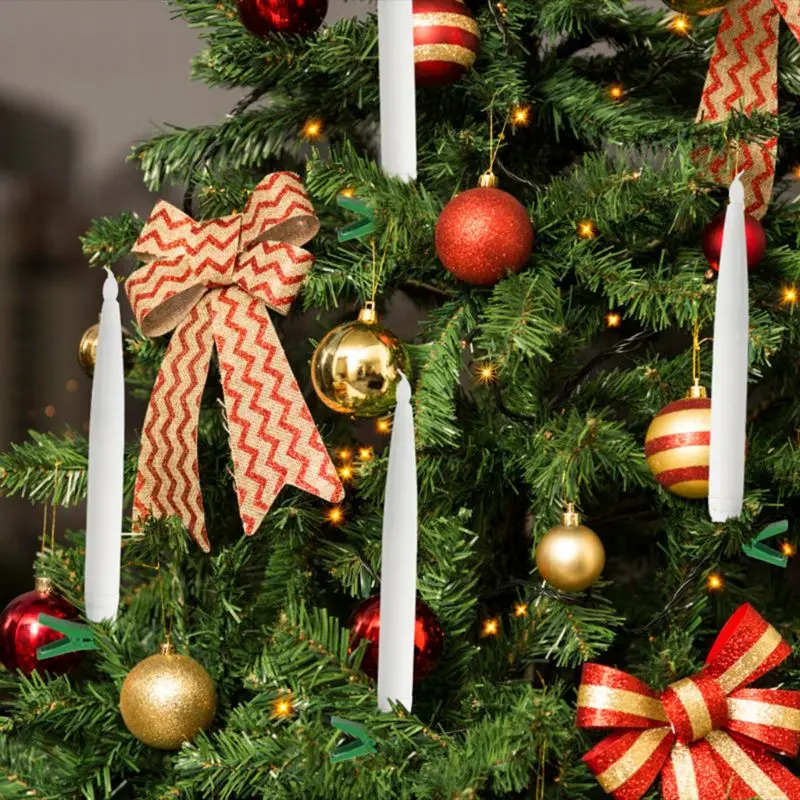 

10pcs Flameless Taper Candles with Clips LED Electric Candles for Christmas Tree Decoration Home Decor