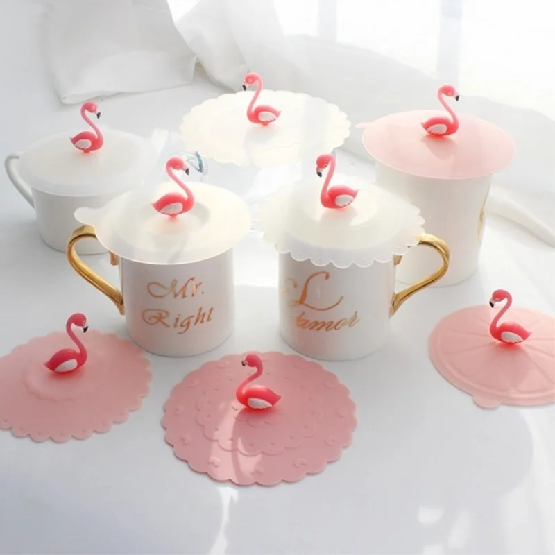 Термосы с изображением фламинго крышка с защитой от пыли чайная чашка с крышкой Герметичная, силиконовая Кофе крышкой Кепки тепла чашка небьющаяся крышка Yeti чашки