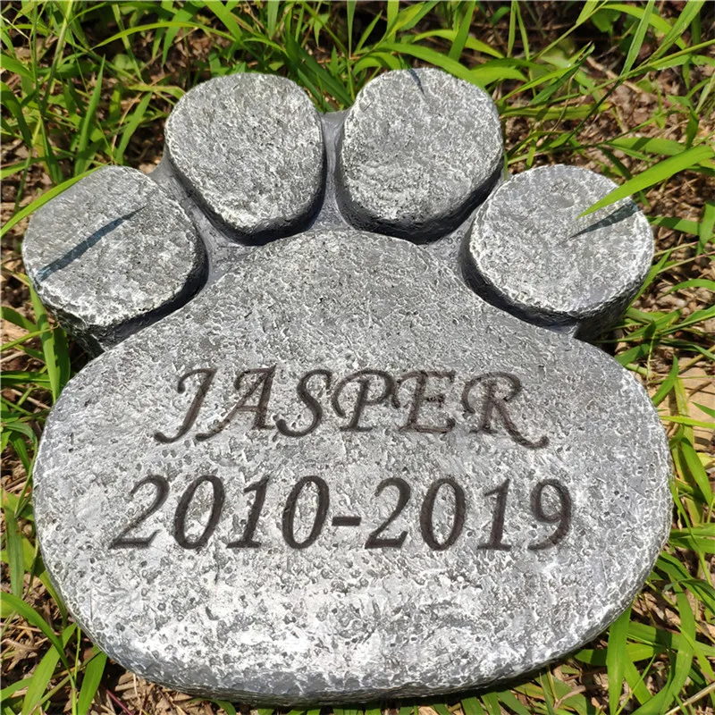 Resin Big dog paw shape memorial stone For Garden Backyard Marker Loss of Pet Gift Paw Print Tombstone JSYS