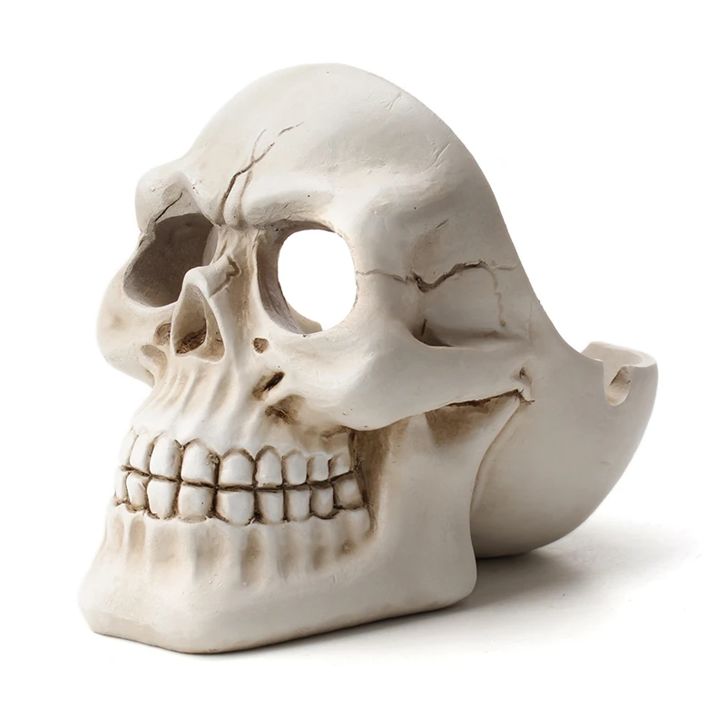 Cigarettes ashtray Skull ashtray tobacco ash box sculpture statue container decoration retro vintage skull home office bar ornament crafts man gift