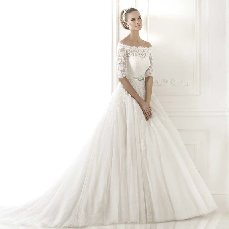 Винтажное кружевное свадебное платье с рукавами и кристаллами casamento, сексуальное платье с вырезом лодочкой, платье для мамы невесты ручной работы