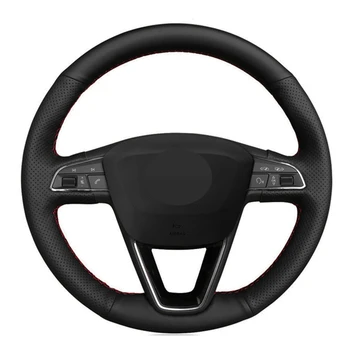 

Car Steering Wheel Cover Black Artificial Leather For Seat Leon 5F Mk3 2013-2019 Ibiza 6J Tarraco Arona Ateca Alhambra