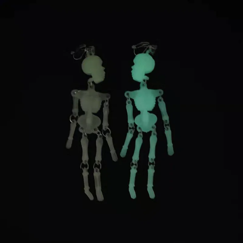 

New Halloween luminous skeleton without pierced ears clip ghost funny funny earrings female