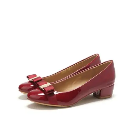 wine red 3.5cm Роскошные дизайнерские женские туфли-лодочки с бантом; коллекция года; Женская рабочая обувь без застежки; офисная обувь; женская повседневная обувь на низком каблуке; zapatillas mujer - Цвет: wine red 3.5cm
