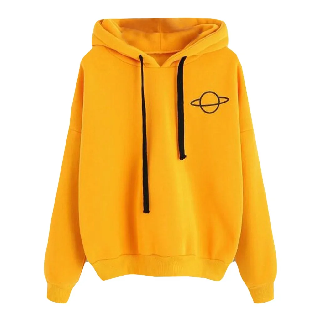 

Women Hoodies Casual Kpop Planet pattern Hooded Sweatshirts Kawaii Streetwear Drawstring Long Sleeve Female Pullovers Plus Size