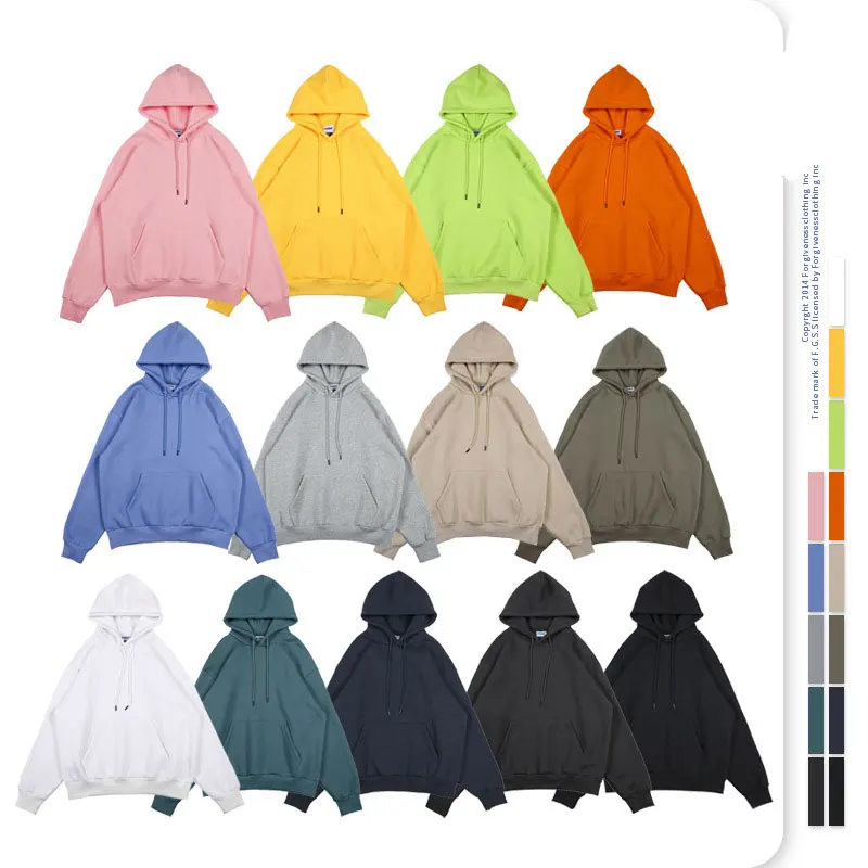 

Men's Hooded Sweatshirt Autumn and Winter New High-Quality Fashion Brand 360g Solid Color Long-Sleeved Plus Velvet Loose