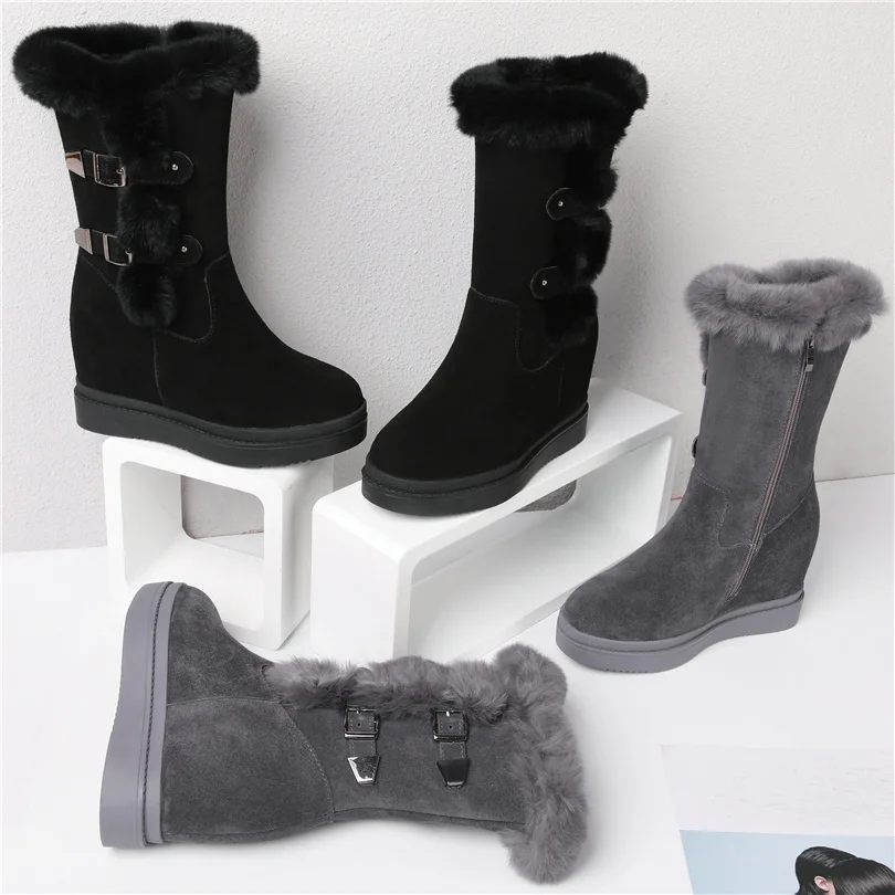 Готические оксфорды; женские зимние ботинки из натуральной кожи на танкетке и высоком каблуке; теплые туфли-лодочки с кроличьим мехом; высокие зимние модные кроссовки в стиле панк