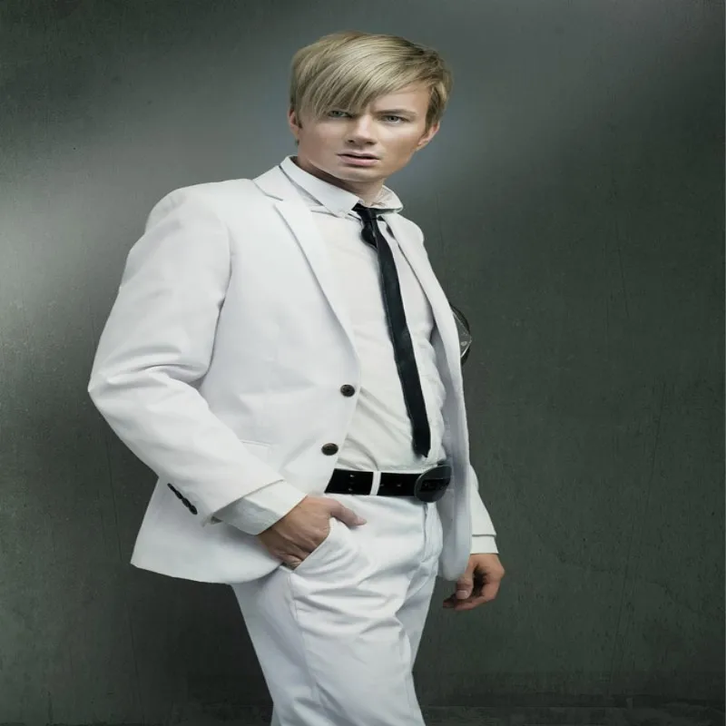 

(Jacket + pants) custom latest white high quality men's fashion suit men's slim business suit wedding men's suit wedding dress