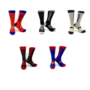 

USA Fashion Cartoon Anime Superhero Socks Men Long Happy Art Funky Socks Crazy Cool Flash Superman Captain Avengers Socks Marvel