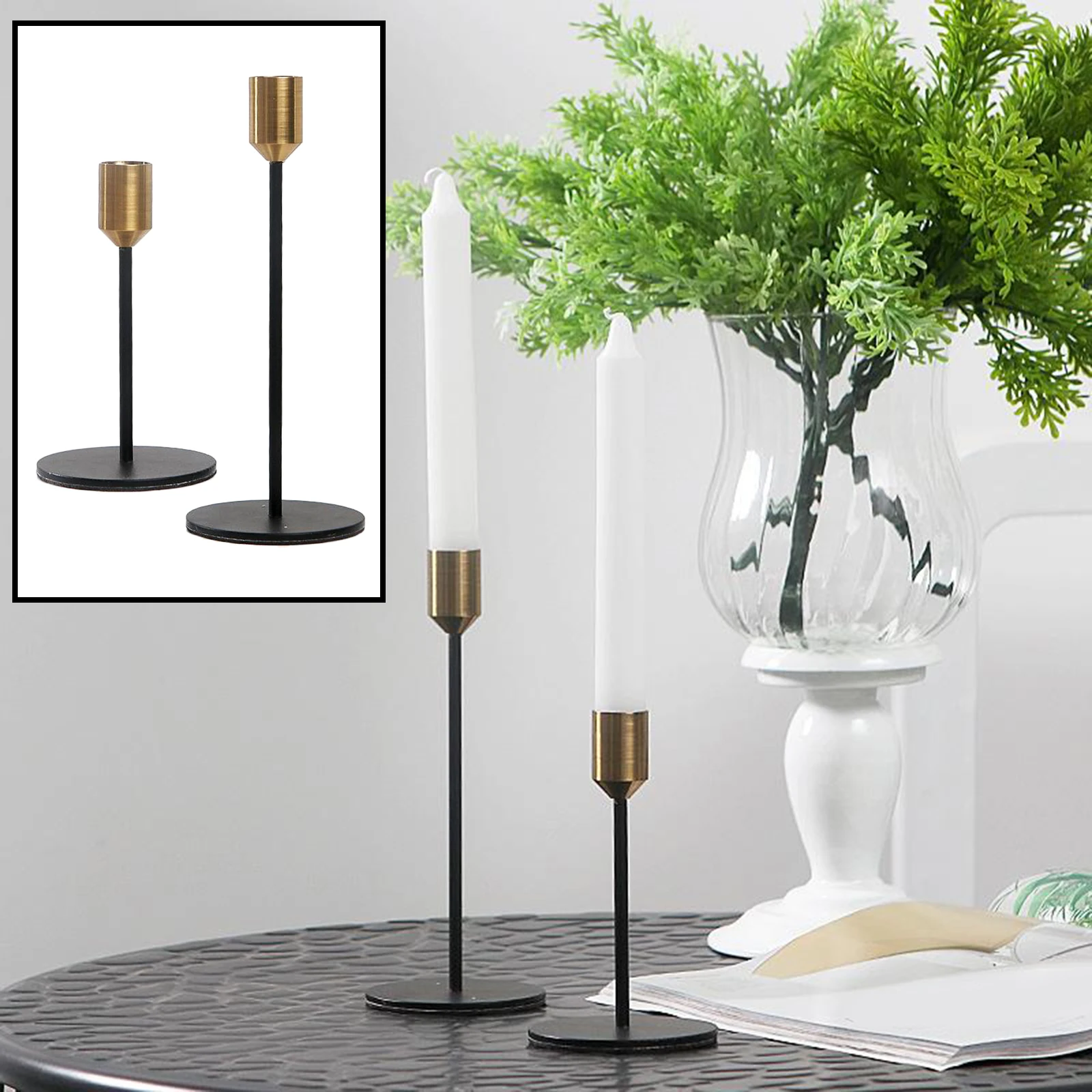 Decorative Candle Holder Simple Stylish Black Metal Candle Holder Table Decoration Candelabra for Home, Wedding, Christmas