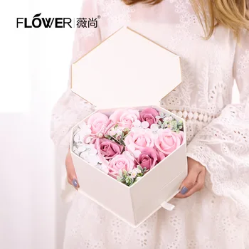 

Weishang factory direct sale drawer heart-shaped Festival gift box soap flower Valentine's Day gift creative matching card