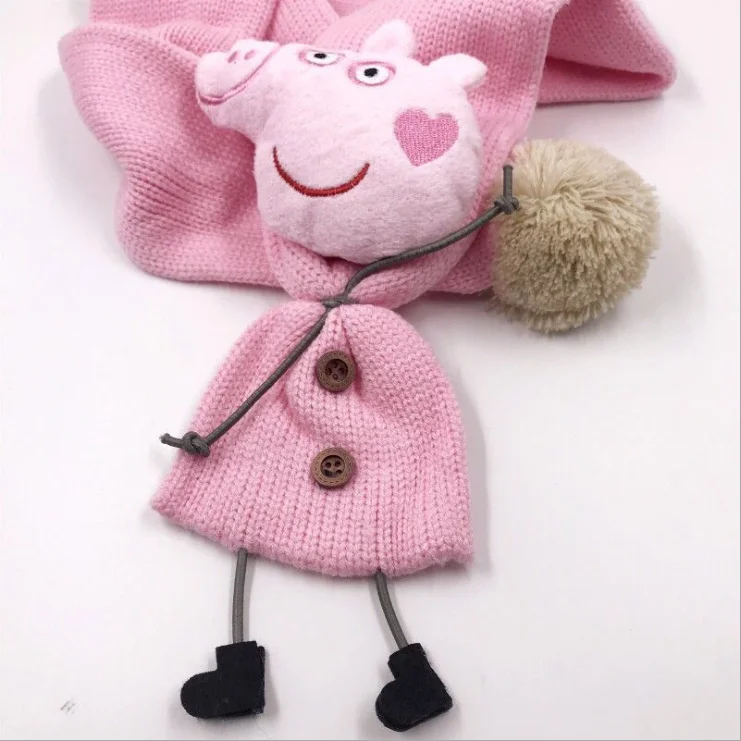 Peppa плюшевая игрушка свинка шарф милый детский шарф осень зима шарф ветрозащитный Теплый вязаный шарф свинка Пегги ребенок подарок на день рождения